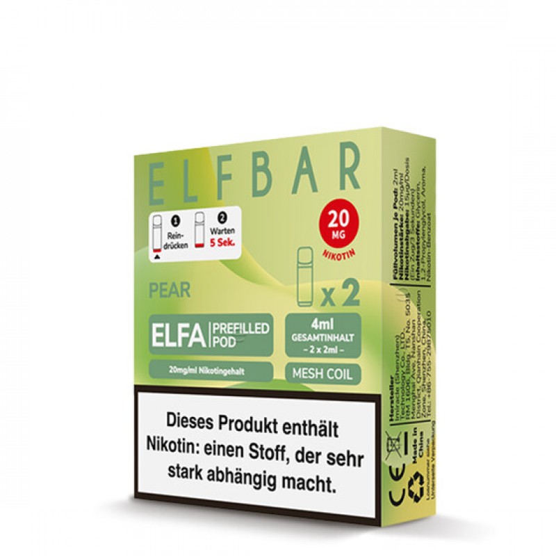 Elf Bar Elfa Pod 20mg - Pear (2 St�ck Pro Packun...