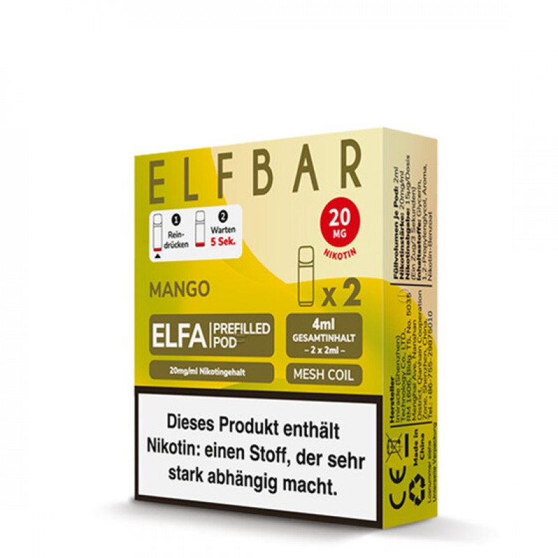 Elf Bar Elfa Pod 20mg - Mango (2 St�ck Pro Packu...