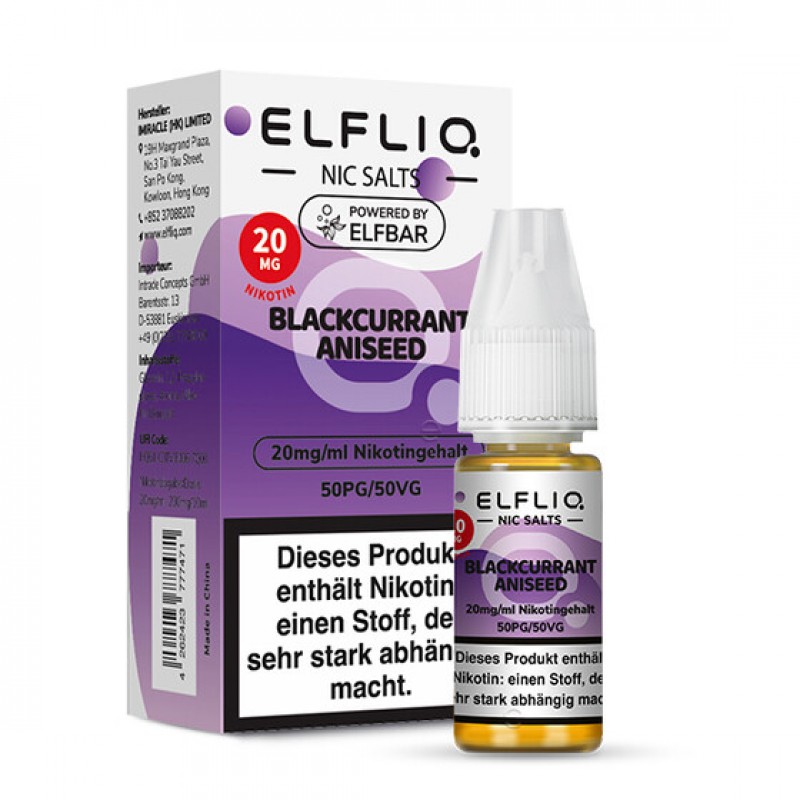 ELFBAR ELFLIQ 10ml - Blackcurrant Aniseed Nikotins...