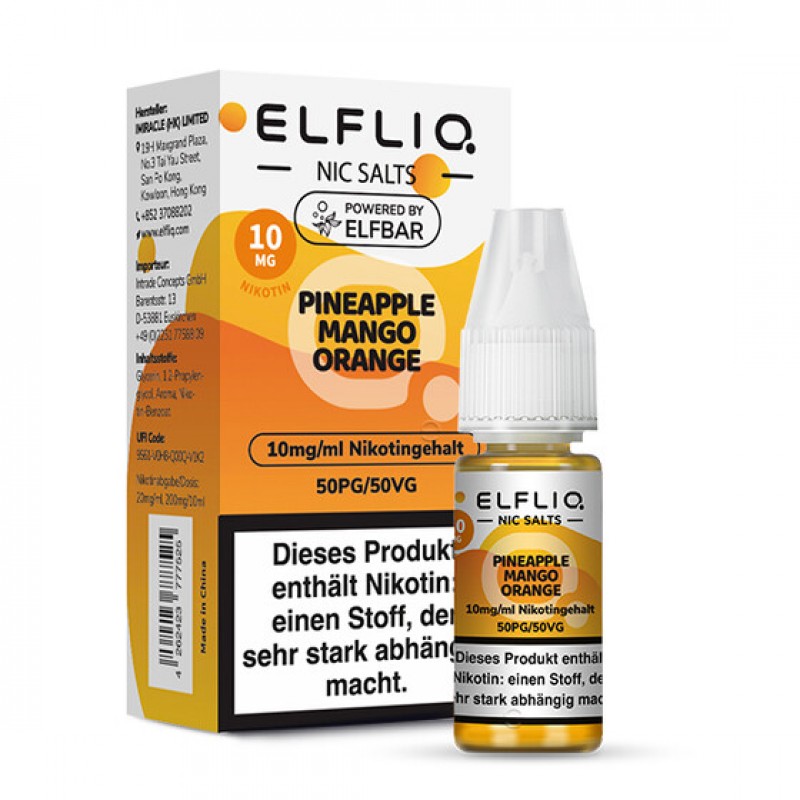 ELFBAR ELFLIQ 10ml - Pineapple Mango Orange Nikoti...