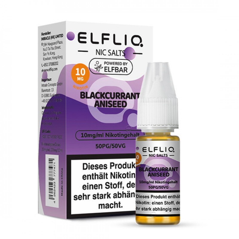 ELFBAR ELFLIQ 10ml - Blackcurrant Aniseed Nikotins...