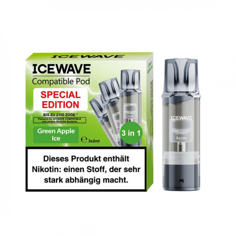 Icewave Pod - Green Apple Ice 20mg (3x pro Packung...